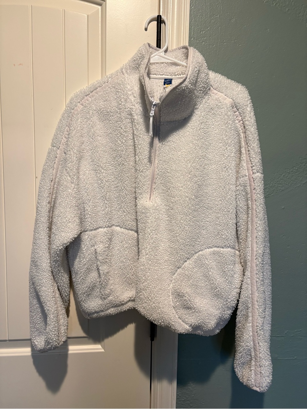 Old Navy White Sherpa Half-Zip Hoodie